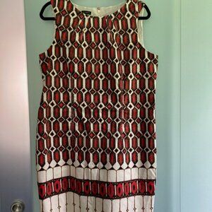 Talbots Dress 14 Sheath Geometric Sleeveless Lined Classic Work Party Summer